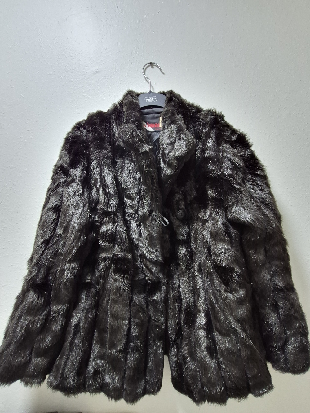 Vintage Wiman Black Faux Fur Coat